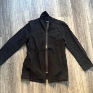 Emporio Armani Black Cardigan Sweater 46 Full Zip Textured Stand up Collar